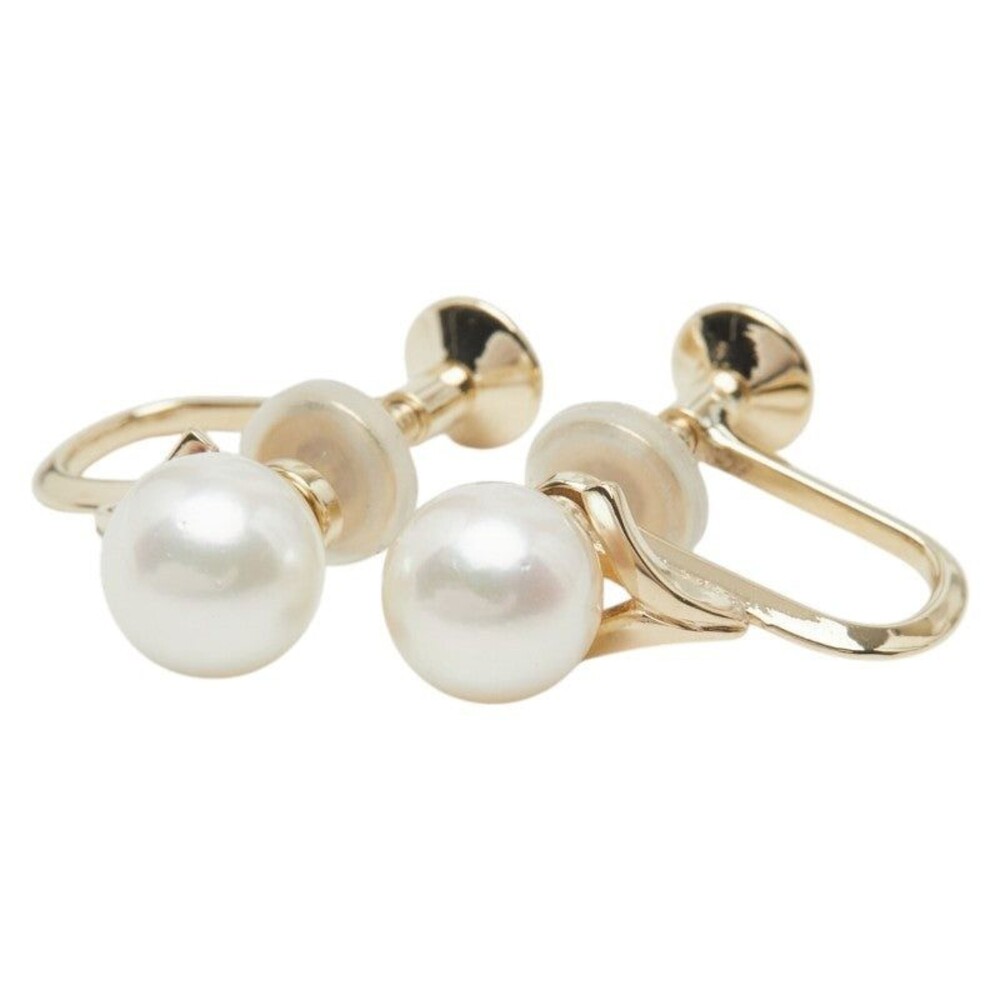 Mikimoto Akoya Pearl 14K Yellow Gold Earrings White
